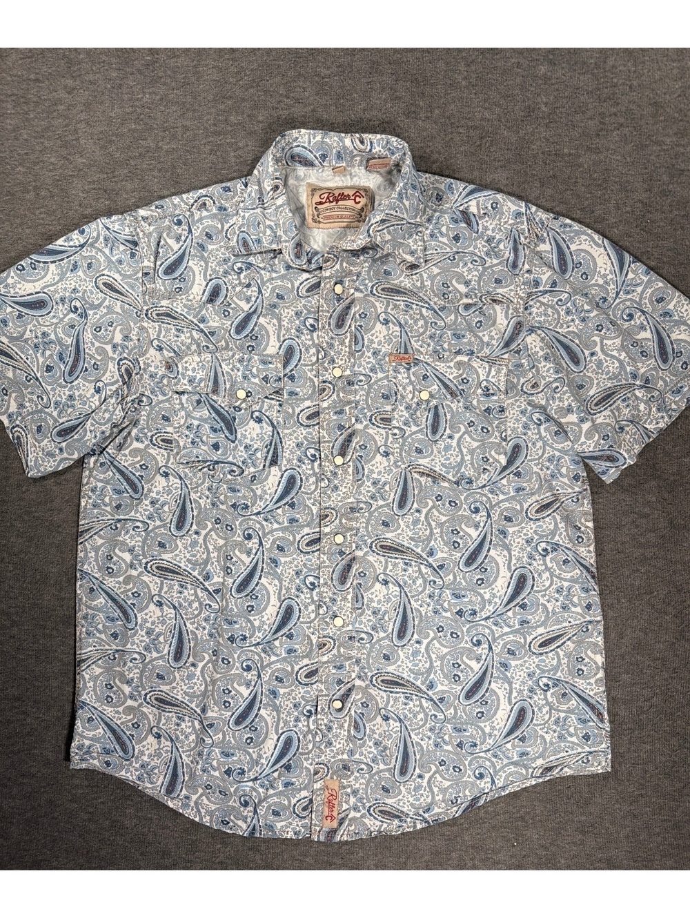 Rafter C Cowboy Collection Men's Paisley Short Sleeve Button-Up Shirt, Medium